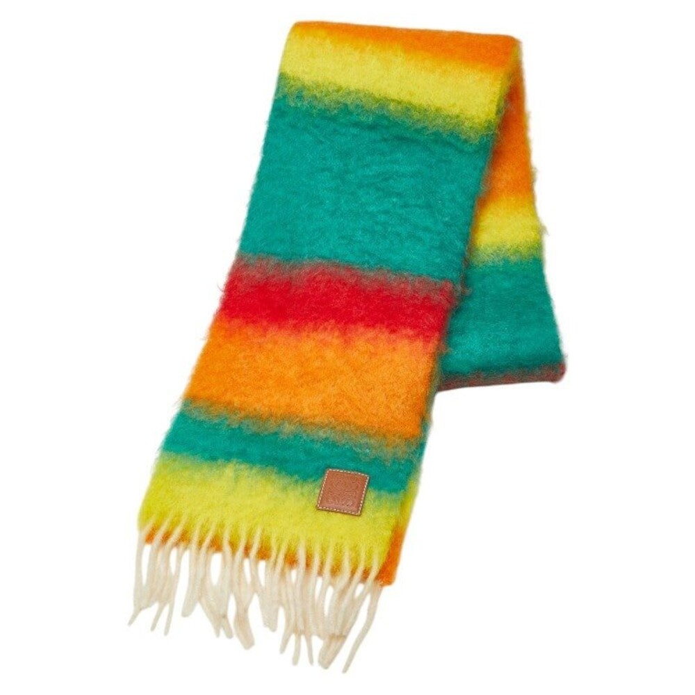 Loewe Anagram Stripe Wool Mohair Scarf Multicolor